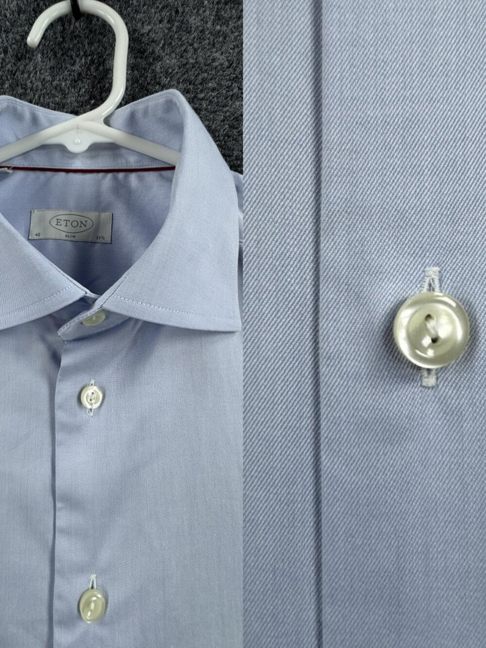 Eton Cotton Blue Mens 15.75 Slim Button Up Office Long Sleeve Solid Elegant